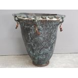 Studio pottery vase in the archaic style decorated with starburst rim ammonite impressions and