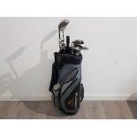 Cobra golf bag containing trilogy golf clubs and umbrella
