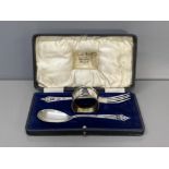 Silver hallmarked Christen set. 1919 Deaken & Francis