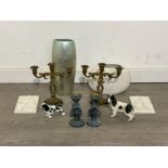 Miscellaneous candle holders along with vases and wall plaques