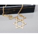9ct gold Star of David pendant - goldplated chain, 0.8g pendant weight