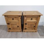 A pair of Corona pine bedside drawers 53 x 67 x 39cm.