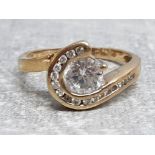 9ct gold CZ ring, size J, 2.3G