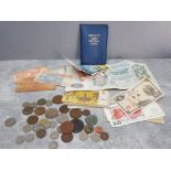 World banknotes and 20th century British coins.