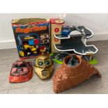 Vintage toys including Fisher Price magic show, wooden 3 storey car park, Major Morgan etc