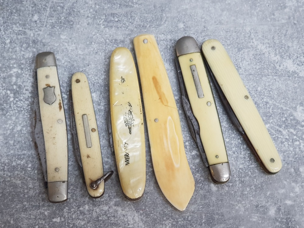 6x ivorine plus similar handled penknives including Saynor, George Wostenholm etc - Image 2 of 2