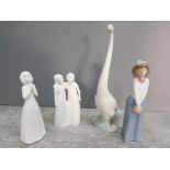 Nao by Lladro swan and girl, moments group by Coalport, and Royal Doulton images girl. 4