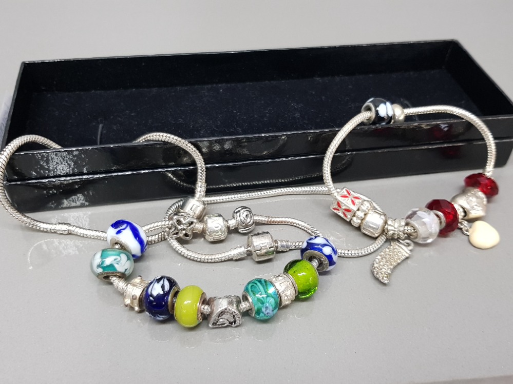 4 'pandora' style bead bracelets