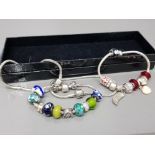 4 'pandora' style bead bracelets