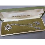 Silver star of David pendant and chain 10.2g
