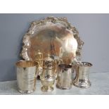 Heavy plated scallop edge change or card tray on ball and claw feet by J.B chatterley & sons LTD,