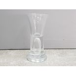 Danish mid century firing glass with bubble stem containing a small glass ball