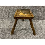 Vintage hand carved Oak footstool