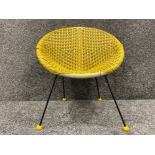 1970s Retro child's wicker style chair in yellow