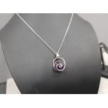 Silver and amethyst pendant & chain