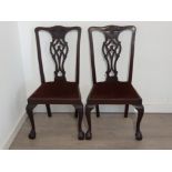 Pair of mahogany framed pierced splat backed chairs