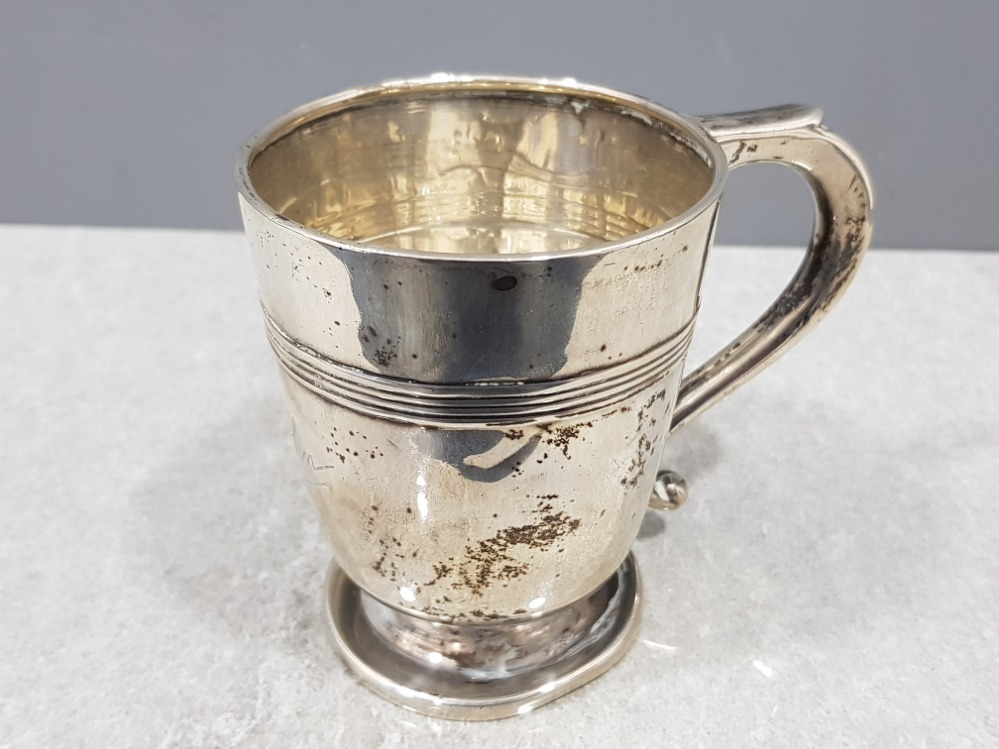 George V sterling silver mug, Joseph Gloster Ltd, Birmingham, 1907-8, 92g, 7.2cm tall
