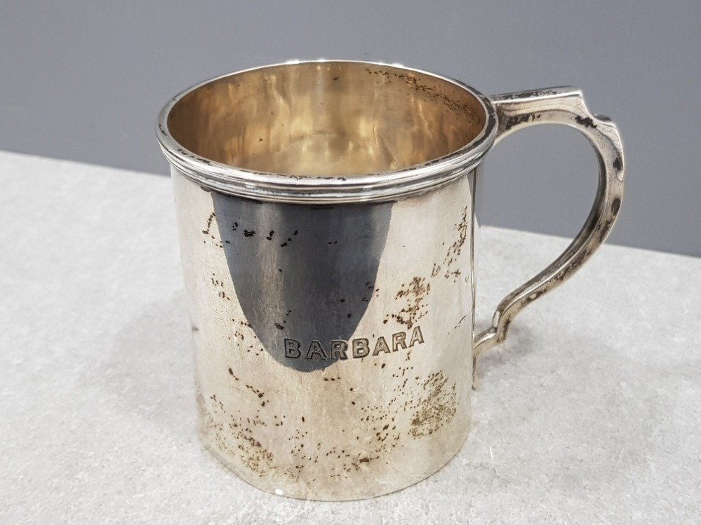 George V sterling silver mug, S. Blanckensee + sons Ltd., Birmingham, 1930, 102.3g, 7.5cm tall