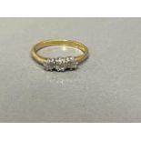 Ladies 9ct gold diamond 3 stone ring. Size M 2.5G