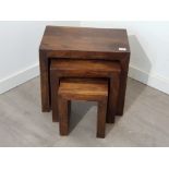 Nest of 3 hardwood tables