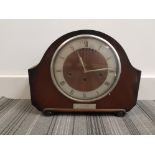 mahogany mantle clock with British railway appreciation of 45 years service j t hopkinson