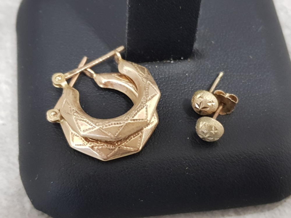 3 pairs of 9ct gold earrings, 1.9g - Bild 2 aus 3