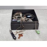 Box of silver & white metal assorted jewellery