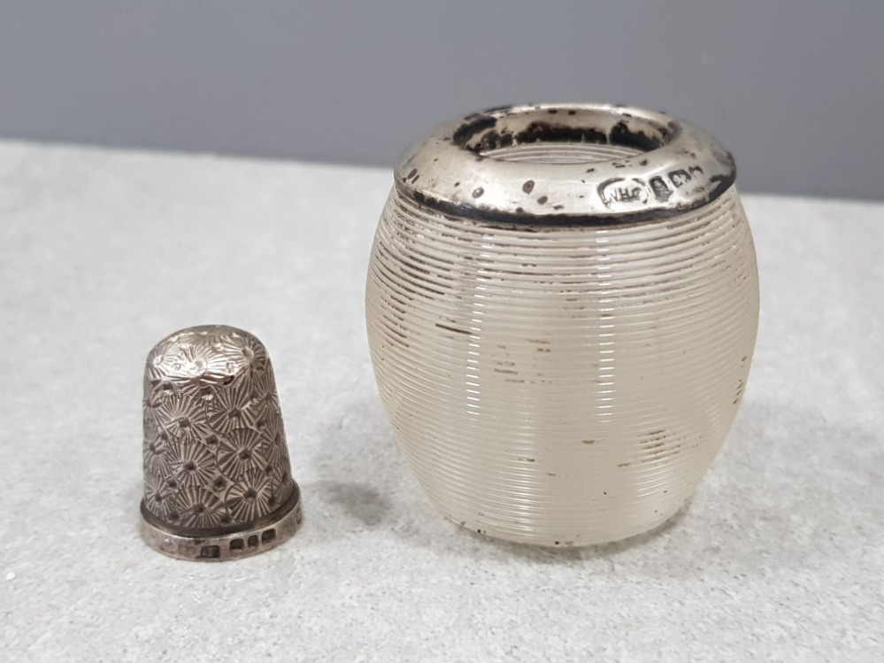 3× sterling silver objects including match striker (Birmingham), Chinese figurine and thimble ( - Image 3 of 3