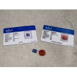 Set of gemstones - kyanite and chalcedony (carnelian/sard) with Certificates of authenticity