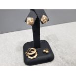 3 pairs of 9ct gold earrings, 1.9g