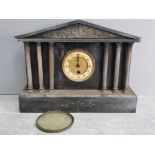 Victorian black slate mantle clock with 6 Corinthian columns