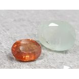 Set of 2 gemstones - hessonite garnet (3ct) and aquamarine (7.62ct) with certification