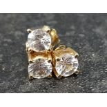 3 10k gold stud earrings, 2g gross