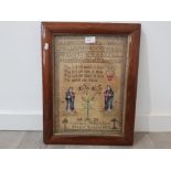 A Victorian sampler worked by Ameliea Wild and Mary Smith aged 8 dated 1850 39.5 x 28cm.