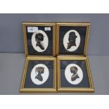 A set of four miniature signed artist's proof silhouettes after Enid Elliott Linder 9 x 6.5cm.