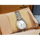 36mm Bi-metal Rolex Datejust silver dial - good working condition, 1970, original box