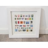 Framed postage stamp presentation consists of 40 mixed stamps, the Simpsons, Charlie Chaplin,