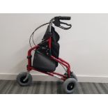 A walking aid in red