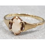 9k yellow gold worn shell cameo ring, size P, 1.1g gross