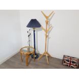 4 contemporary items including pedestal standard lamp in blue with matching shade together with