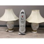 2 floral patterned ceramic table lamps and matching shades also includes Airforce electric radiator