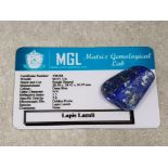 66.05ct Lapis Lazuli tumbled gemstone with certifiaction (fluorescent afghanite mineral inclusions)