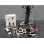 Collection of sterling silver and various gemstone earrings, 35g gross