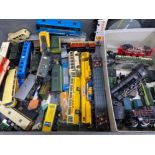 Box containing a large quantity of vehicles including locomotives and train carriages also