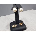 3 pairs of 9ct gold & pearl earrings, 4.7g gross