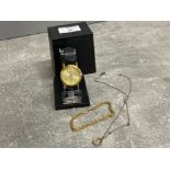 Lorus calendar wristwatch in original box together with ST. Christopher pendant on silver chain