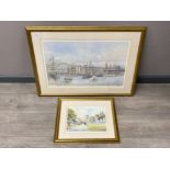 2 gilt framed prints, local interest, The tall ships Newcastle and Bamburgh, both signed MacDonald