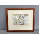 18th century hand painted engraved map of Northumberland