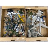 2 boxes of miscellaneous die cast model planes also includes the HMS Hood warship