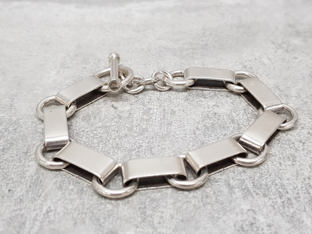 Silver bar & ring bracelet